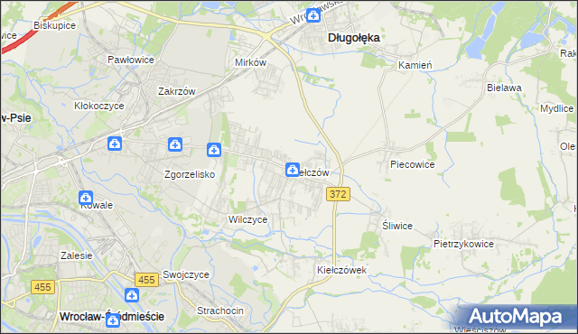 mapa Kiełczów, Kiełczów na mapie Targeo