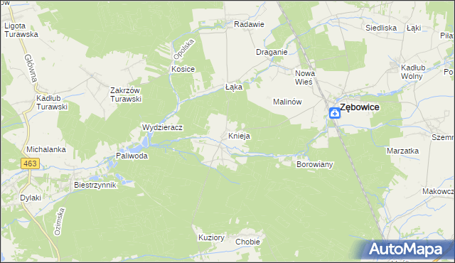 mapa Knieja gmina Zębowice, Knieja gmina Zębowice na mapie Targeo
