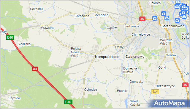 mapa Komprachcice, Komprachcice na mapie Targeo