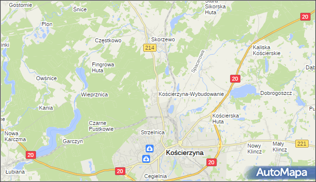 mapa Kościerzyna-Wybudowanie, Kościerzyna-Wybudowanie na mapie Targeo