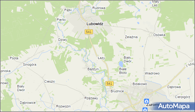 mapa Łazy gmina Lubowidz, Łazy gmina Lubowidz na mapie Targeo