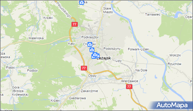 mapa Leżajsk, Leżajsk na mapie Targeo