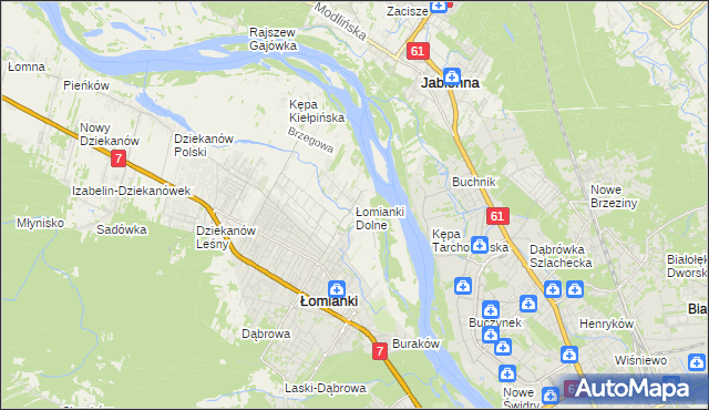 mapa Łomianki Dolne, Łomianki Dolne na mapie Targeo