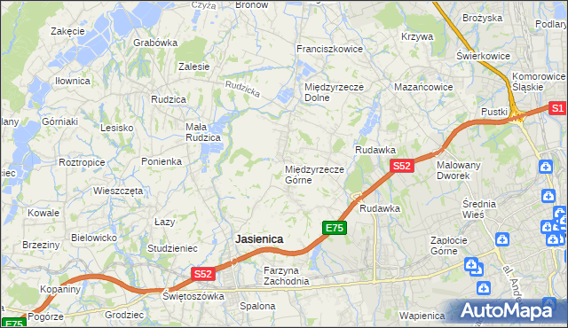 mapa Międzyrzecze Górne, Międzyrzecze Górne na mapie Targeo