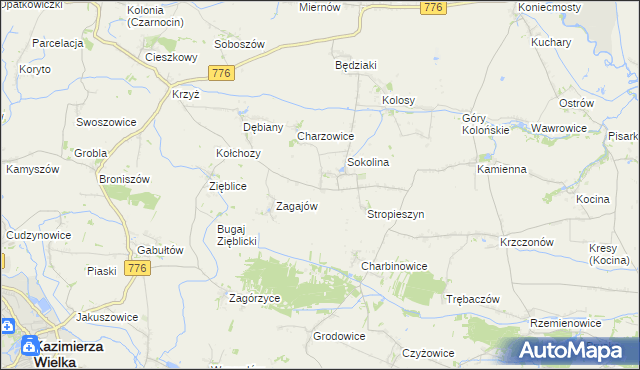 mapa Mikołajów gmina Czarnocin, Mikołajów gmina Czarnocin na mapie Targeo