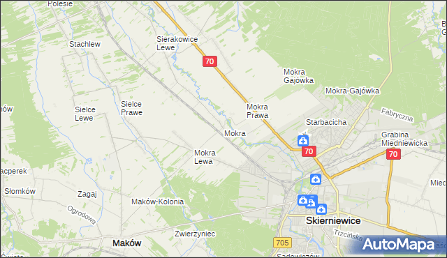 mapa Mokra gmina Skierniewice, Mokra gmina Skierniewice na mapie Targeo