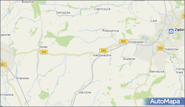 mapa Niedźwiednik gmina Ziębice, Niedźwiednik gmina Ziębice na mapie Targeo