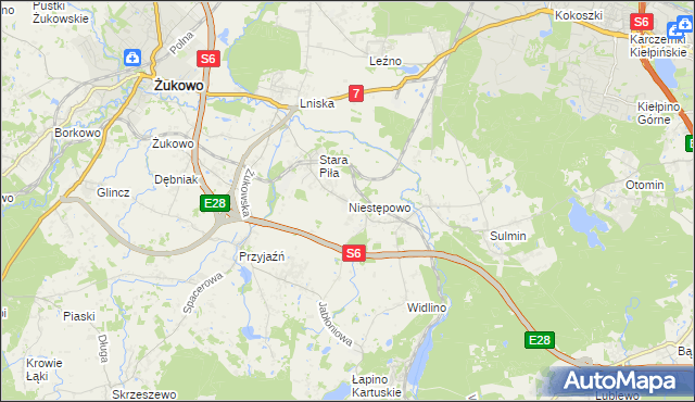 mapa Niestępowo, Niestępowo na mapie Targeo