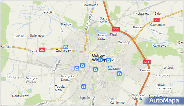 mapa Ostrów Wielkopolski, Ostrów Wielkopolski na mapie Targeo