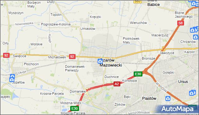 mapa Ożarów Mazowiecki, Ożarów Mazowiecki na mapie Targeo