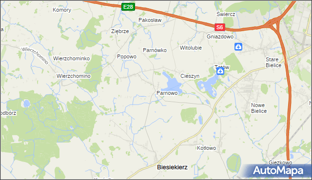 mapa Parnowo, Parnowo na mapie Targeo