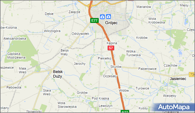 mapa Piekiełko gmina Grójec, Piekiełko gmina Grójec na mapie Targeo