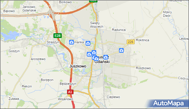 mapa Pruszcz Gdański, Pruszcz Gdański na mapie Targeo