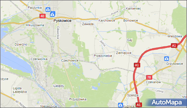 mapa Przezchlebie, Przezchlebie na mapie Targeo