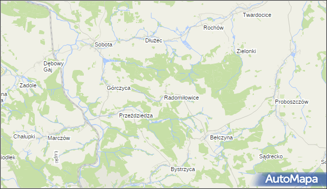 mapa Radomiłowice, Radomiłowice na mapie Targeo