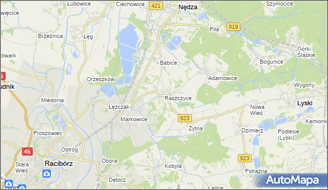 mapa Raszczyce, Raszczyce na mapie Targeo