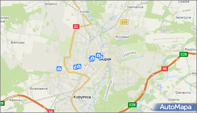 mapa Słupska, Słupsk na mapie Targeo