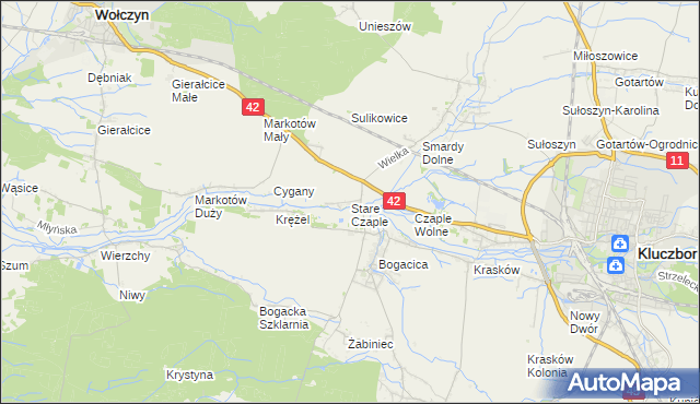 mapa Stare Czaple gmina Kluczbork, Stare Czaple gmina Kluczbork na mapie Targeo