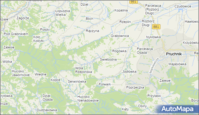 mapa Świebodna, Świebodna na mapie Targeo