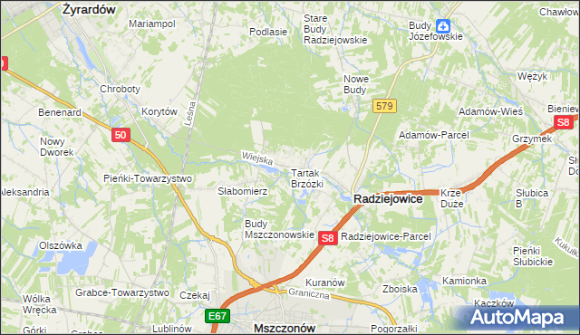 mapa Tartak Brzózki, Tartak Brzózki na mapie Targeo