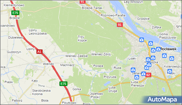 mapa Wieniec-Zdrój, Wieniec-Zdrój na mapie Targeo