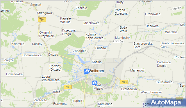 mapa Wymysłów gmina Wolbrom, Wymysłów gmina Wolbrom na mapie Targeo