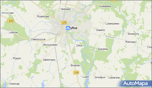 mapa Zdrój gmina Gryfice, Zdrój gmina Gryfice na mapie Targeo