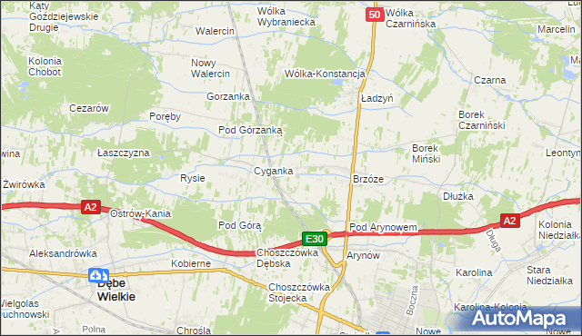 mapa Żuków gmina Mińsk Mazowiecki, Żuków gmina Mińsk Mazowiecki na mapie Targeo