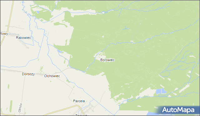 mapa Borowiec gmina Łukowa, Borowiec gmina Łukowa na mapie Targeo