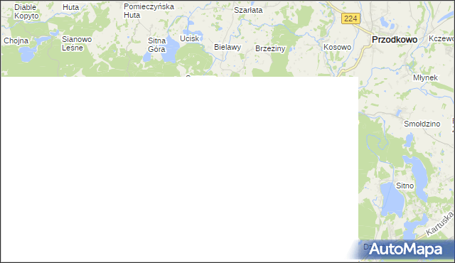 mapa Grzybno gmina Kartuzy, Grzybno gmina Kartuzy na mapie Targeo
