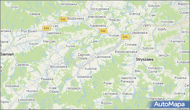 mapa Lachowice, Lachowice na mapie Targeo