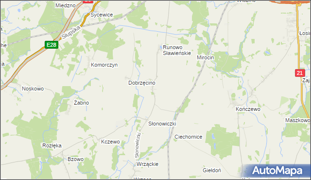 mapa Słonowice gmina Kobylnica, Słonowice gmina Kobylnica na mapie Targeo