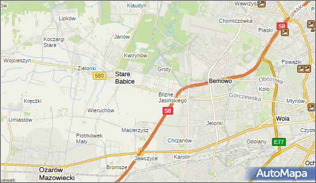 mapa Blizne Jasińskiego, Blizne Jasińskiego na mapie Targeo