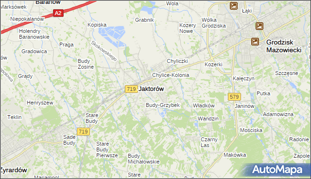 mapa Chylice gmina Jaktorów, Chylice gmina Jaktorów na mapie Targeo