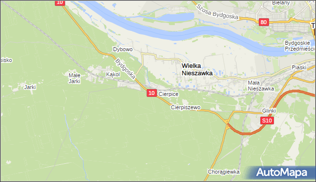 mapa Cierpice gmina Wielka Nieszawka, Cierpice gmina Wielka Nieszawka na mapie Targeo