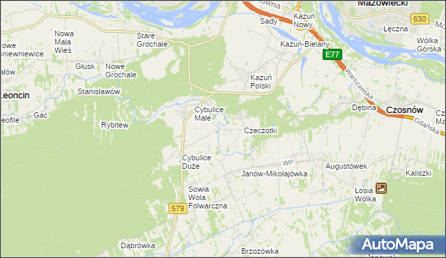 mapa Cybulice, Cybulice na mapie Targeo