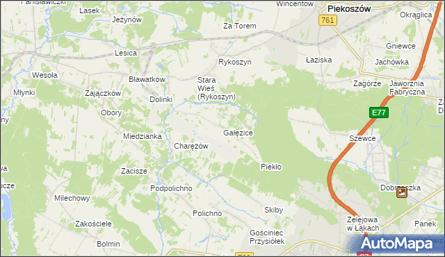 mapa Gałęzice, Gałęzice na mapie Targeo