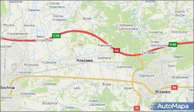 mapa Jodłówka gmina Rzezawa, Jodłówka gmina Rzezawa na mapie Targeo