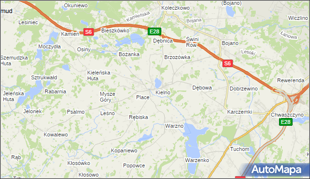 mapa Kielno gmina Szemud, Kielno gmina Szemud na mapie Targeo