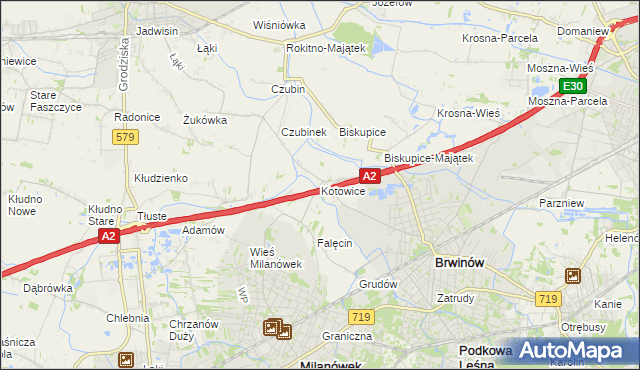 mapa Kotowice gmina Brwinów, Kotowice gmina Brwinów na mapie Targeo