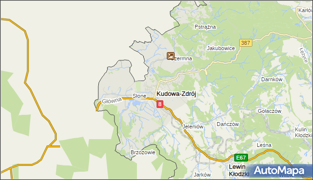 mapa Kudowa-Zdrój, Kudowa-Zdrój na mapie Targeo