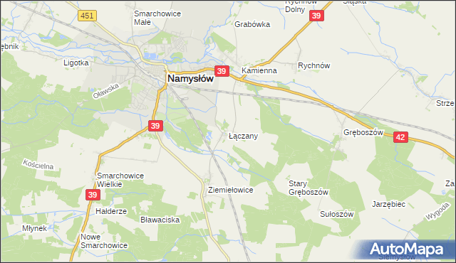 mapa Łączany gmina Namysłów, Łączany gmina Namysłów na mapie Targeo