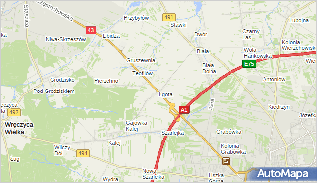 mapa Lgota gmina Kłobuck, Lgota gmina Kłobuck na mapie Targeo