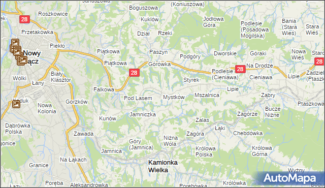 mapa Mystków, Mystków na mapie Targeo