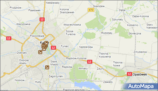 mapa Nędzerzew gmina Opatówek, Nędzerzew gmina Opatówek na mapie Targeo