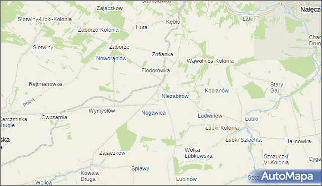 mapa Niezabitów, Niezabitów na mapie Targeo