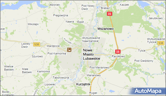 mapa Nowe Miasto Lubawskie, Nowe Miasto Lubawskie na mapie Targeo