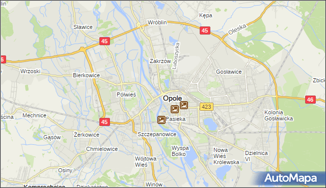 mapa Opola, Opole na mapie Targeo