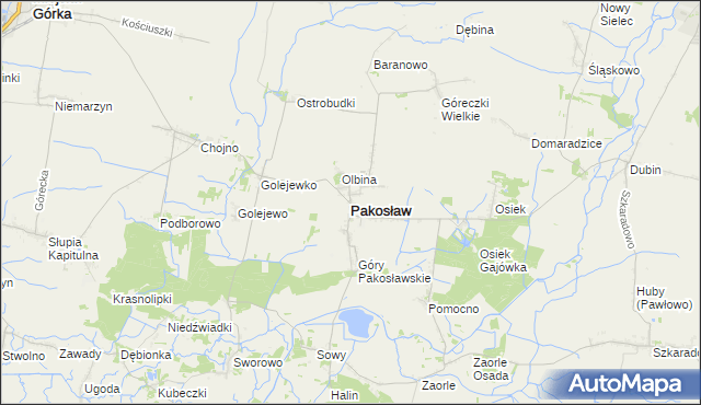 mapa Pakosław powiat rawicki, Pakosław powiat rawicki na mapie Targeo