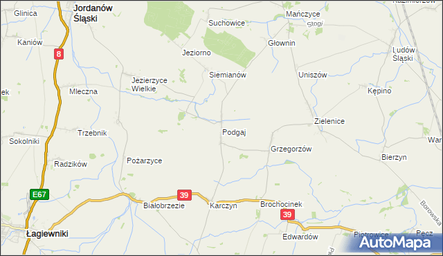 mapa Podgaj gmina Kondratowice, Podgaj gmina Kondratowice na mapie Targeo